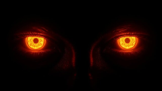 Glowing Embers in Darkness - Two small patches of glowing embers are visible in the center of the frame against a completely black background.