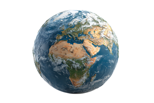 Earth globe view showing continents and oceans.