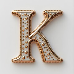 Obraz premium Elegant gold and white letter k isolated on white background