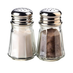 Salt and Pepper Shakers Glass and Stainless Steel isolated on transparent bacckground