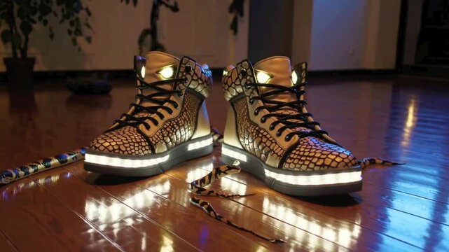 4K UHD Video of Exotic Snake Skin LED Kicks in Action