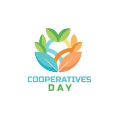 Colorful cooperative day design featuring leaf motif for promoting collaboration and community