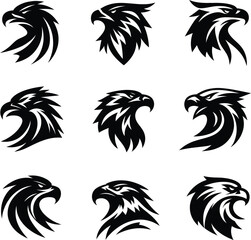 Eagle Head Logo Icon Set illustration
