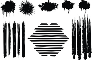 Adobe Illustrator Artwork Abstract black brush strokes on white background

