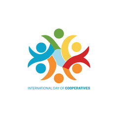 Colorful illustration of international day of cooperatives depicting unity and teamwork