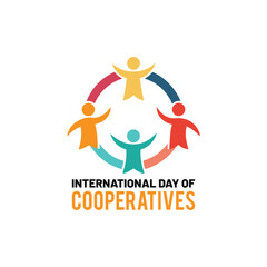 Vibrant illustration of the international day of cooperatives with diverse people symbol