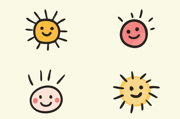 Adorable Sun and Smile Face Icons