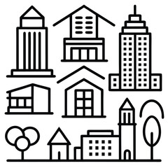 Obraz premium Building house line art vector design 
