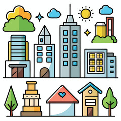 Fototapeta premium Building house line art vector design 