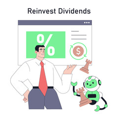 Robot Adviser. Flat Vector Illustration