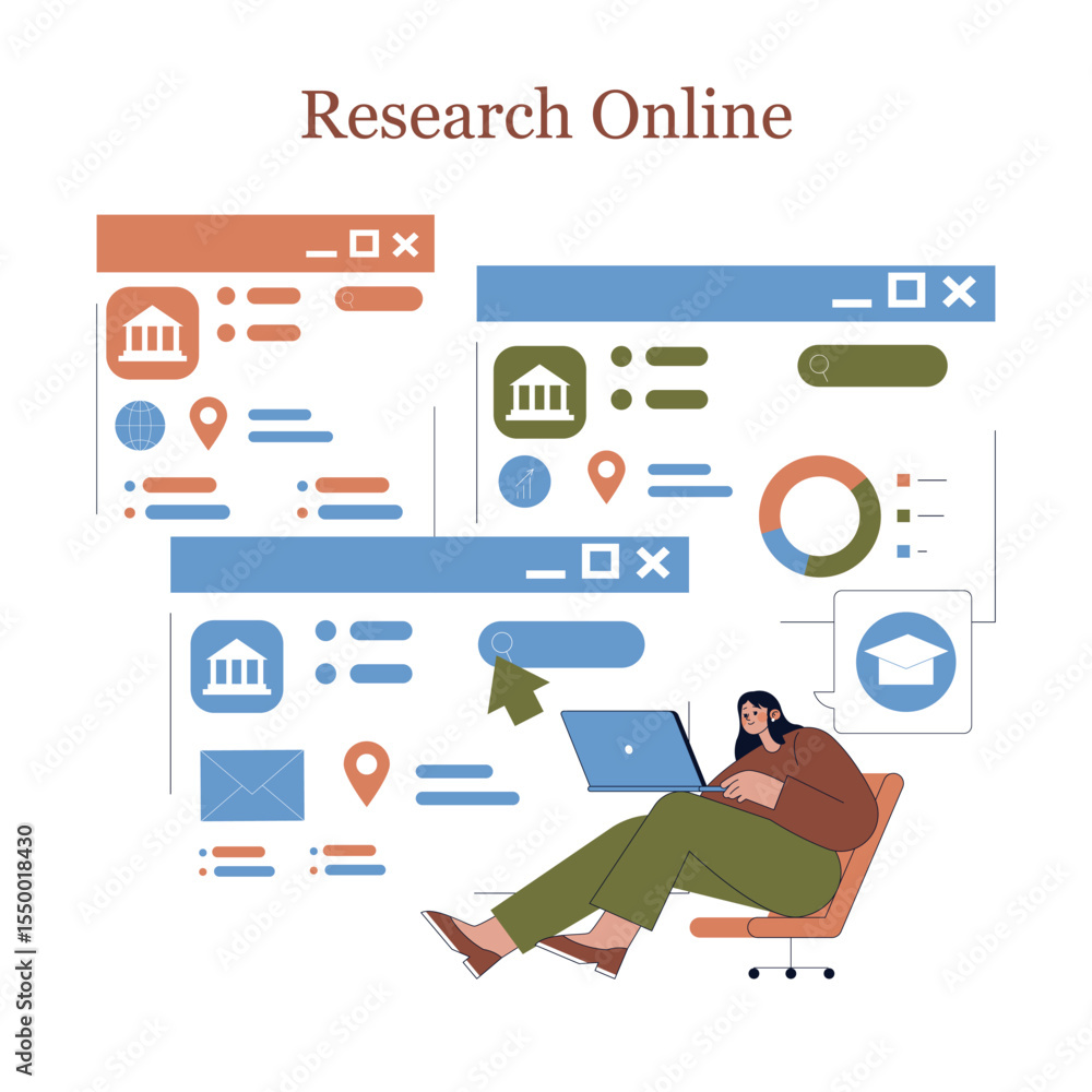 Poster online research navigating through digital information effortlessly and efficiently