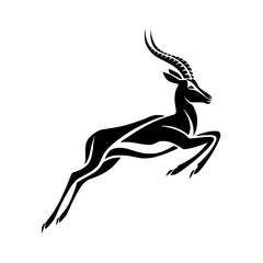black silhouette of an antelope on a white background illustration antelope, black, illustration, image, silhouette