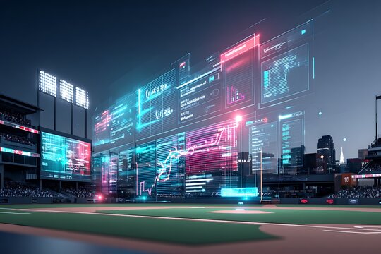 Baseball stadium with digital screens - Powered by Adobe