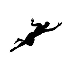 a black silhouette of a man jumping in the air to catch a ball ball, black, jump, man, silhouette 