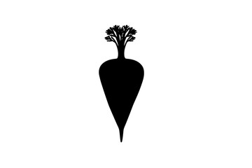 a black silhouette of a carrot on a white background in a simple style for a logo or icon black, carrot, design, icon, logo, picture, silhouette, style 