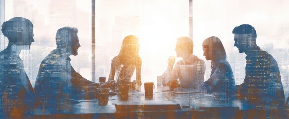 The collaborative meeting of diverse professionals in a bright urban setting.