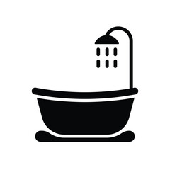 Bathroom and bathtub with shower icon. Home spa symbol. Personal Care with showerhead