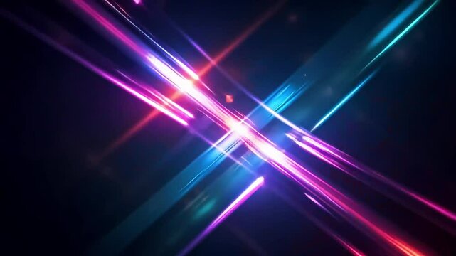 Abstract neon light trails background motion graphics video loop for vj visuals and led screens use