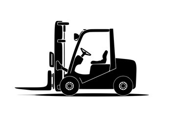 Fototapeta premium a black silhouette of a forklift on a white background black, illustration, silhouette, tractor , Generative art.