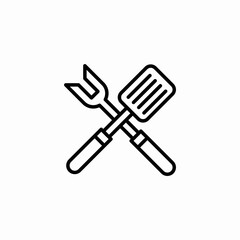 crossed grilling utensils icon sign vector