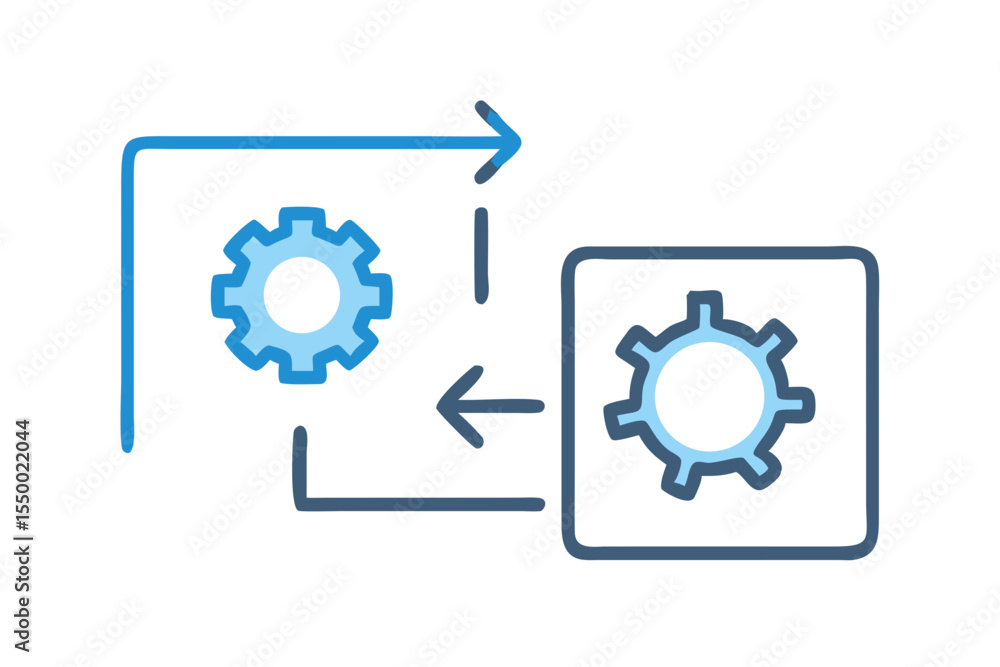 Aufkleber abstract illustration of interconnected gears symbolizing workflow optimization and process automati