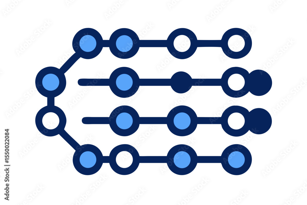 Poster Abstract network diagram with interconnected nodes and lines representing data flow and connections on a black background