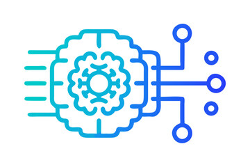 Obraz premium Abstract digital brain with interconnected circuits and nodes representing artificial intelligence and neural networks