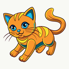 A cute cat is playing vector icon