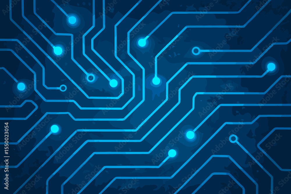 Poster abstract technology background with a futuristic blue glowing circuit board pattern. digital electro