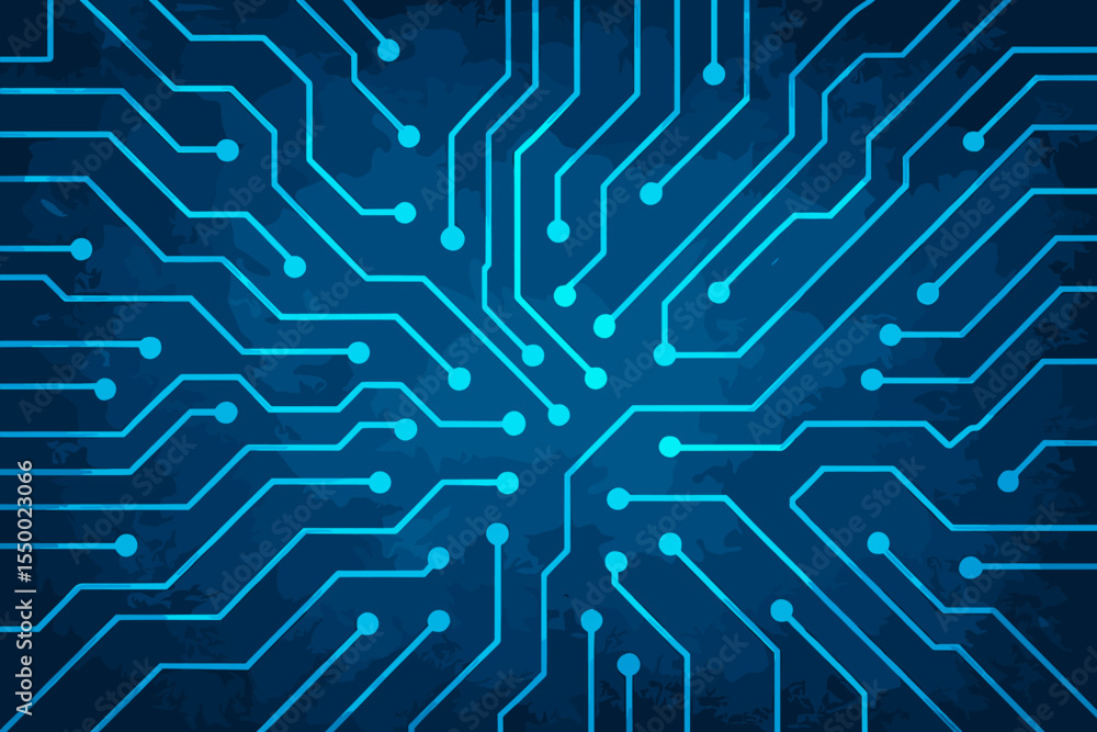 Poster abstract blue digital circuit board background. glowing electronic pathways on a futuristic motherbo