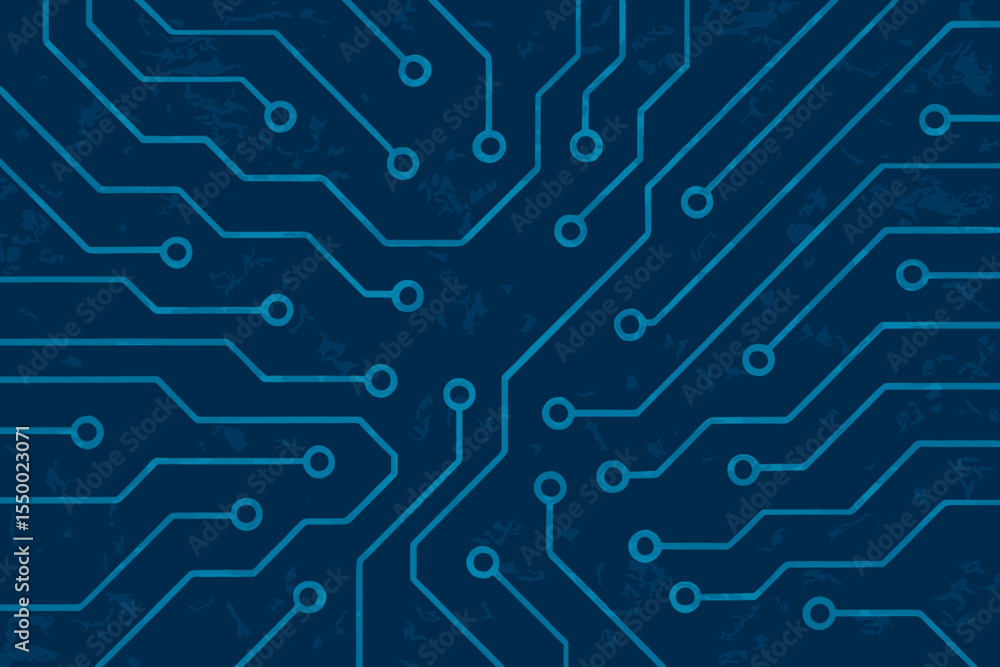 Fototapete abstract blue circuit board background with grunge texture. hi-tech digital pattern of a computer mo