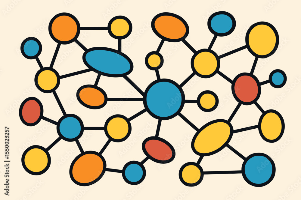 Aufkleber abstract network connection concept. social media structure, data science system, communication tech