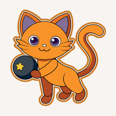 A cute cat is playing vector icon