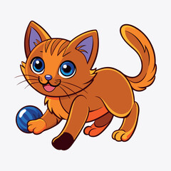 A cute cat is playing vector icon