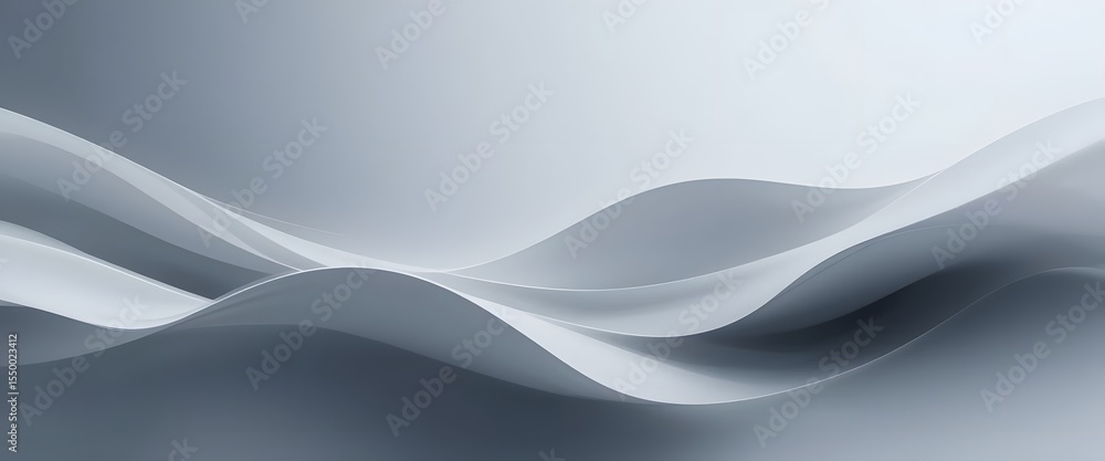 Poster Abstract Gray Gradient Background, Soft Flowing Curves Creating Depth. Minimalist Design, Calming Tones For Artistic Projects, Or Backgrounds, Evokes Tranquility, Works Well!.