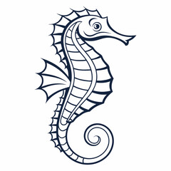 Fototapeta premium Funny Seahorse Vector – Cute Cartoon Sea Creature |Smiling Seahorse Illustration – Playful Ocean Animal | Adorable and Silly Seahorse Vector – Hand Drawn Style