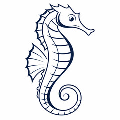Fototapeta premium Funny Seahorse Vector – Cute Cartoon Sea Creature |Smiling Seahorse Illustration – Playful Ocean Animal | Adorable and Silly Seahorse Vector – Hand Drawn Style