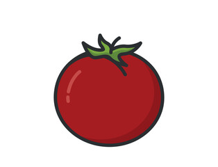 Red tomato. Vegetable, farming and harvest symbol. Natural organic food. Isolated vector image