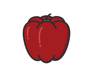Red bell pepper. Vegetable, farming and harvest symbol. Natural organic food. Isolated vector image