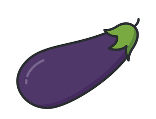 Eggplant illustration. Vegetable, farming and harvest symbol. Natural organic food. Isolated vector image