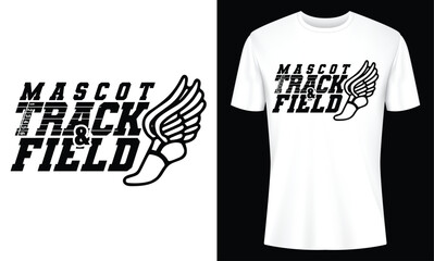 Mascot Track and Field Athletic TShirt Design with Winged Foot Logo perfect for team apparel