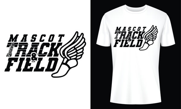 Mascot Track and Field Athletic TShirt Design with Winged Foot Logo perfect for team apparel
