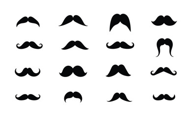 Stylish Moustaches Vector Pack Flat, Silhouette Designs