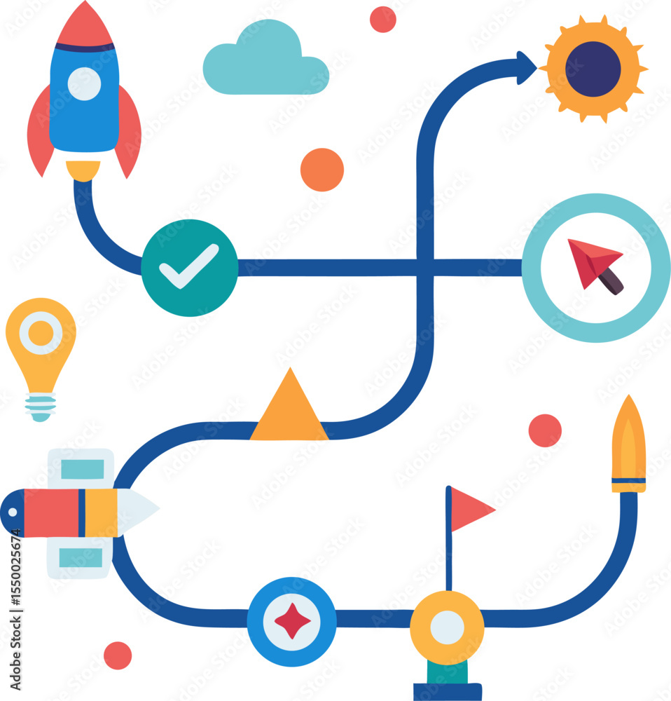 Poster vector illustration of a set of colorful abstract elements