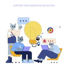 AI For Top Managers In Mid Sized Businesses. Flat Vector Illustration