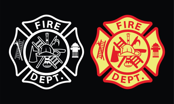 Fire Department Logo Fire Department Maltese Cross Emblem Design Safety First Responder Badge Firefighter Logo Graphic