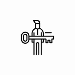 person holding key icon sign vector