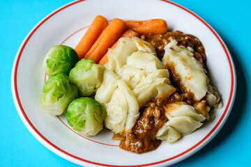 Classic Minced Lamb Shepherds Pie With Brussel Sprouts And Carrots