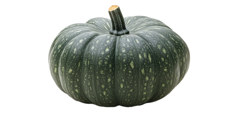 Whole round squash with textured skin isolated on white transparent background