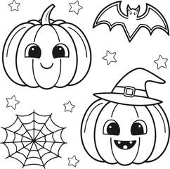 halloween pumpkin and bats
